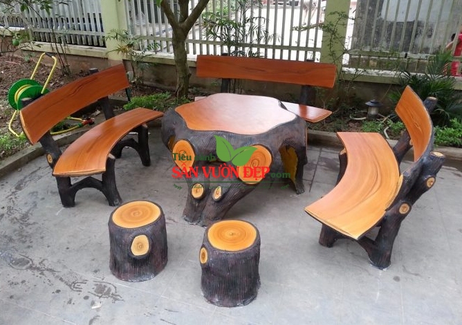 Bàn ghế đá giả gỗ tại Nghệ An - Hà Tĩnh và khu vực phụ cận